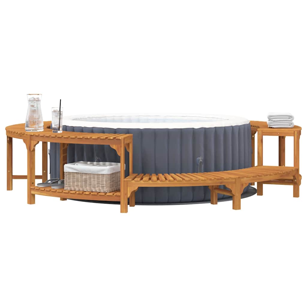 Whirlpool-Umrandung Braun Ø275 x 55,5 cm Massivholz Akazie