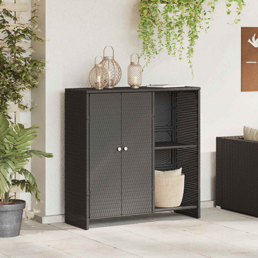 Aufbewahrungsschrank mit Regal Schwarz 100 x 36 x 102 cm Rattan