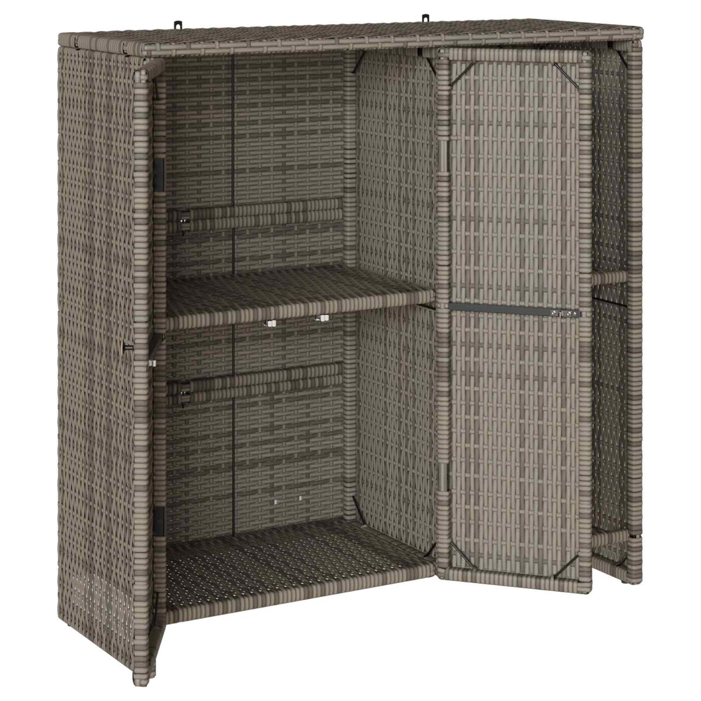 Aufbewahrungsschrank mit Regal Grau 100 x 36 x 102 cm Rattan