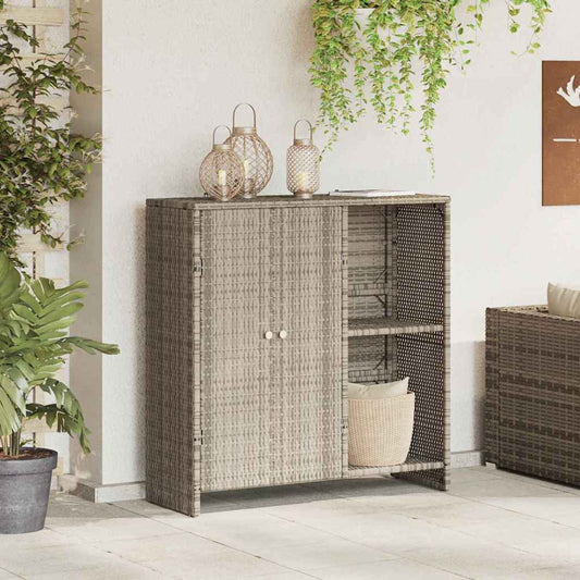 Aufbewahrungsschrank mit Tür Hellgrau 100 x 36 x 102 cm Rattan