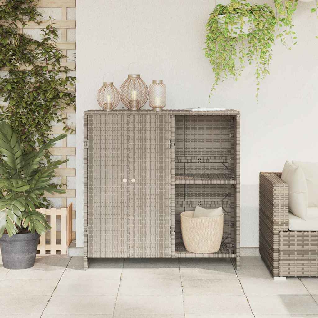 Aufbewahrungsschrank mit Tür Hellgrau 100 x 36 x 102 cm Rattan