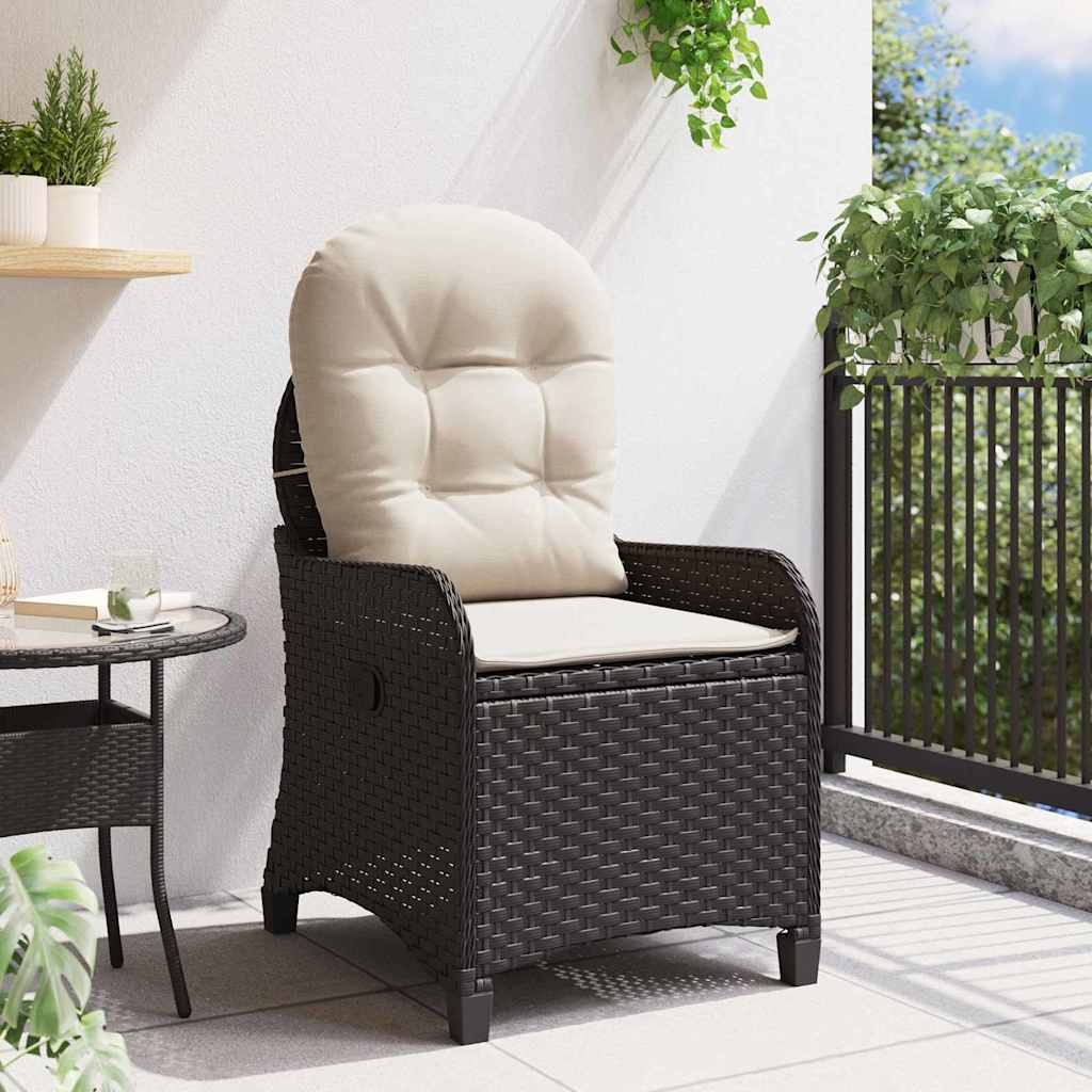 Liegestuhl mit Kissen Schwarz 56 x 66 x 95 cm Poly-Rattan