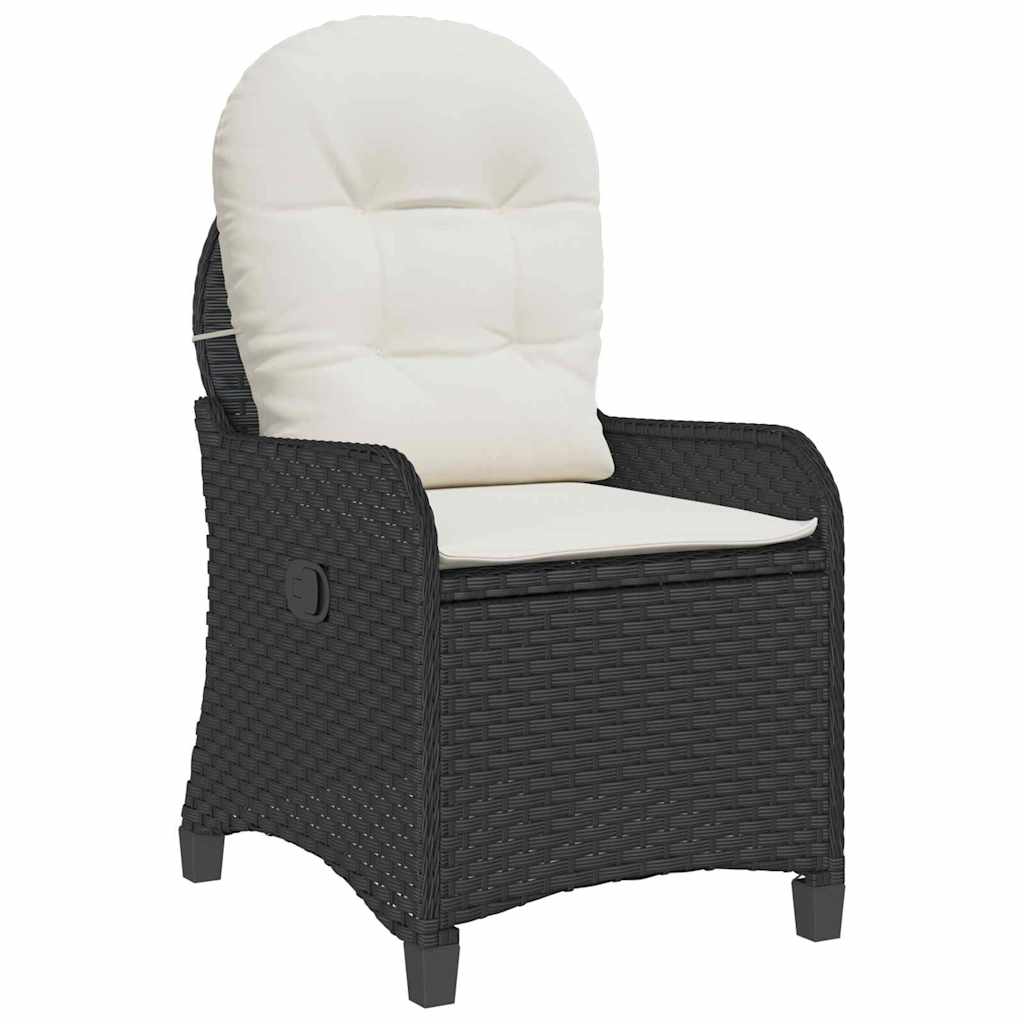 Liegestuhl mit Kissen Schwarz 56 x 66 x 95 cm Poly-Rattan