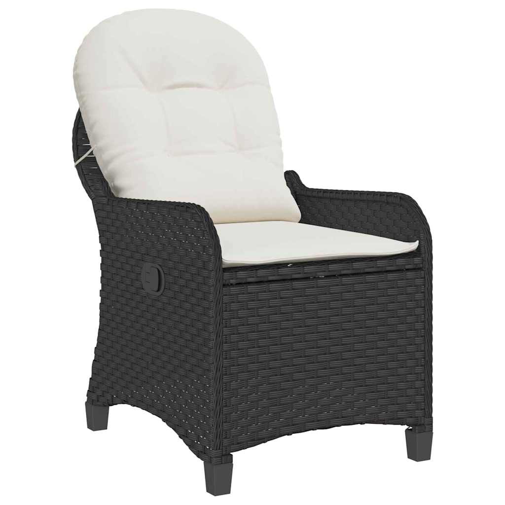 Liegestuhl mit Kissen Schwarz 56 x 66 x 95 cm Poly-Rattan