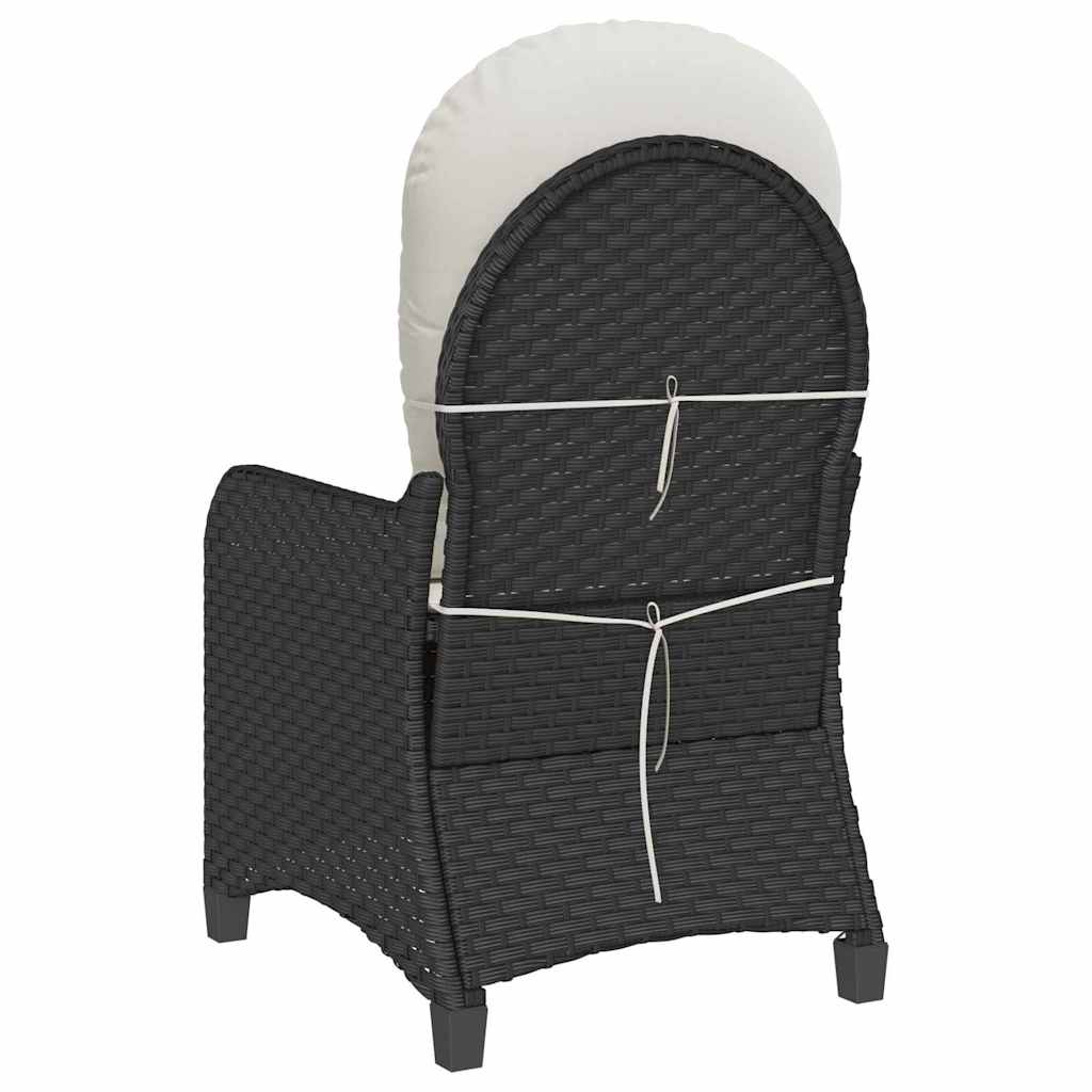 Liegestuhl mit Kissen Schwarz 56 x 66 x 95 cm Poly-Rattan