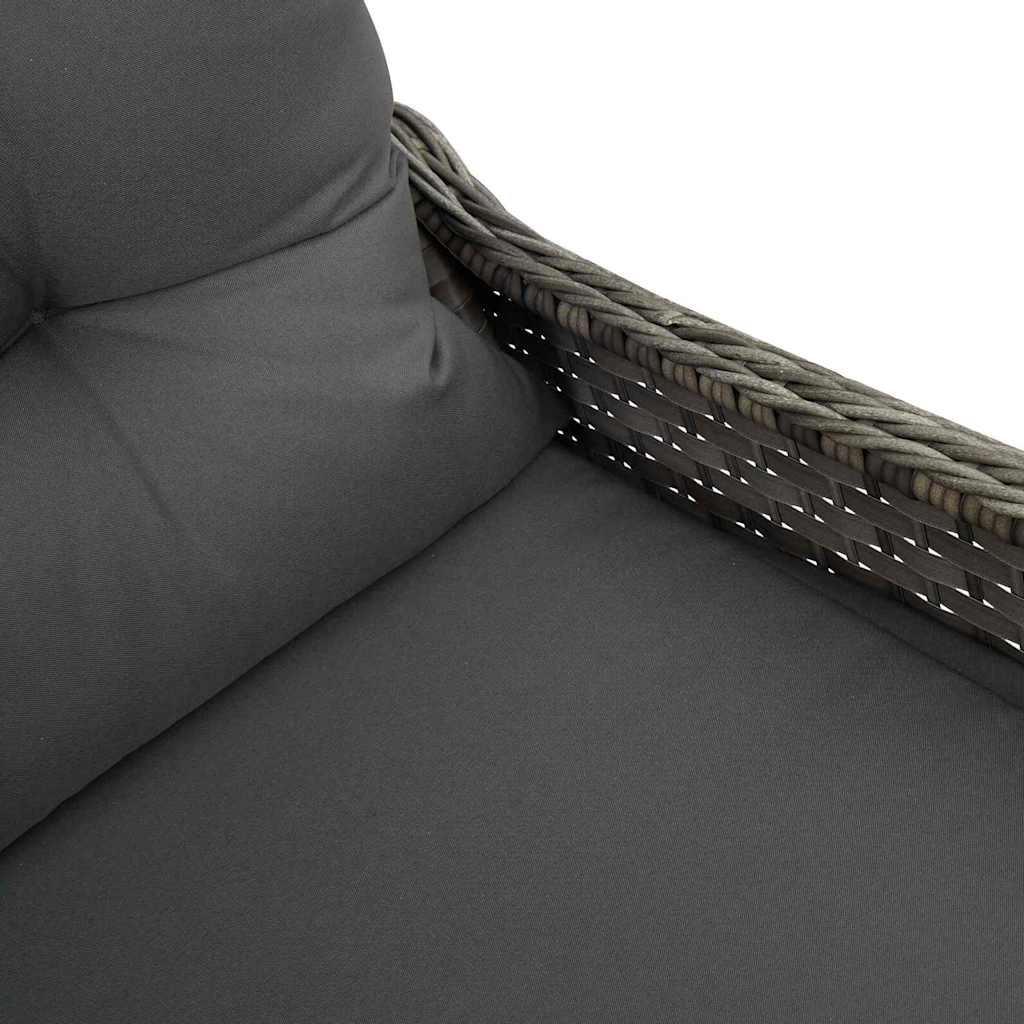 Liegestuhl mit Kissen Grau 56 x 66 x 95 cm Poly-Rattan
