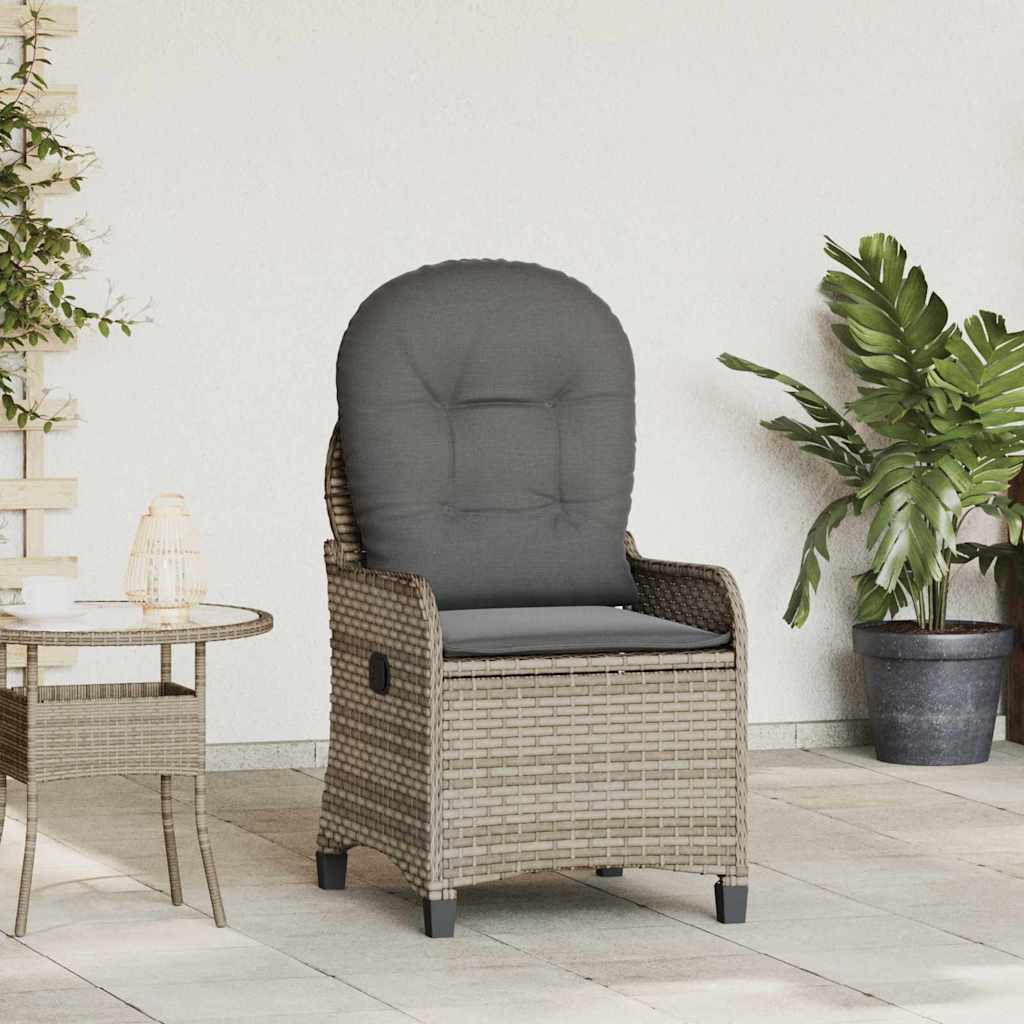Liegestuhl mit Kissen Grau 56 x 66 x 95 cm Poly-Rattan
