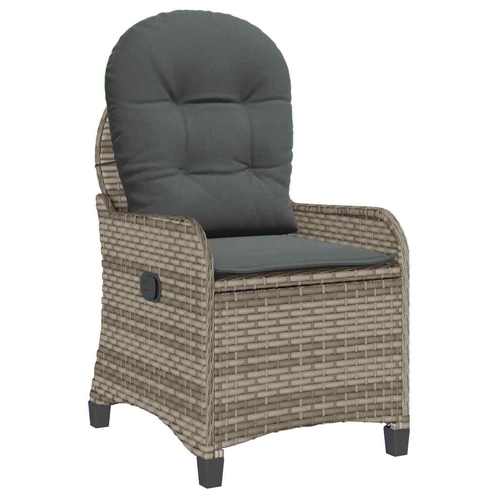 Liegestuhl mit Kissen Grau 56 x 66 x 95 cm Poly-Rattan