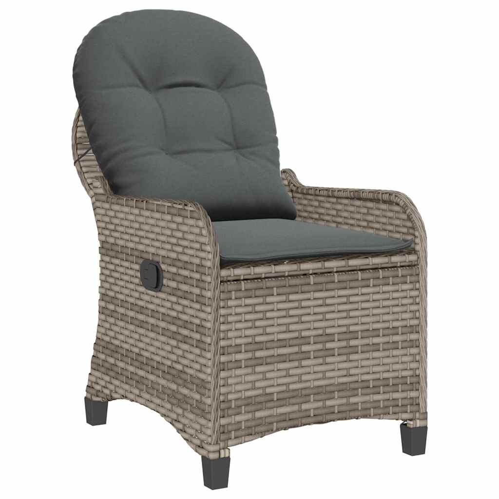 Liegestuhl mit Kissen Grau 56 x 66 x 95 cm Poly-Rattan