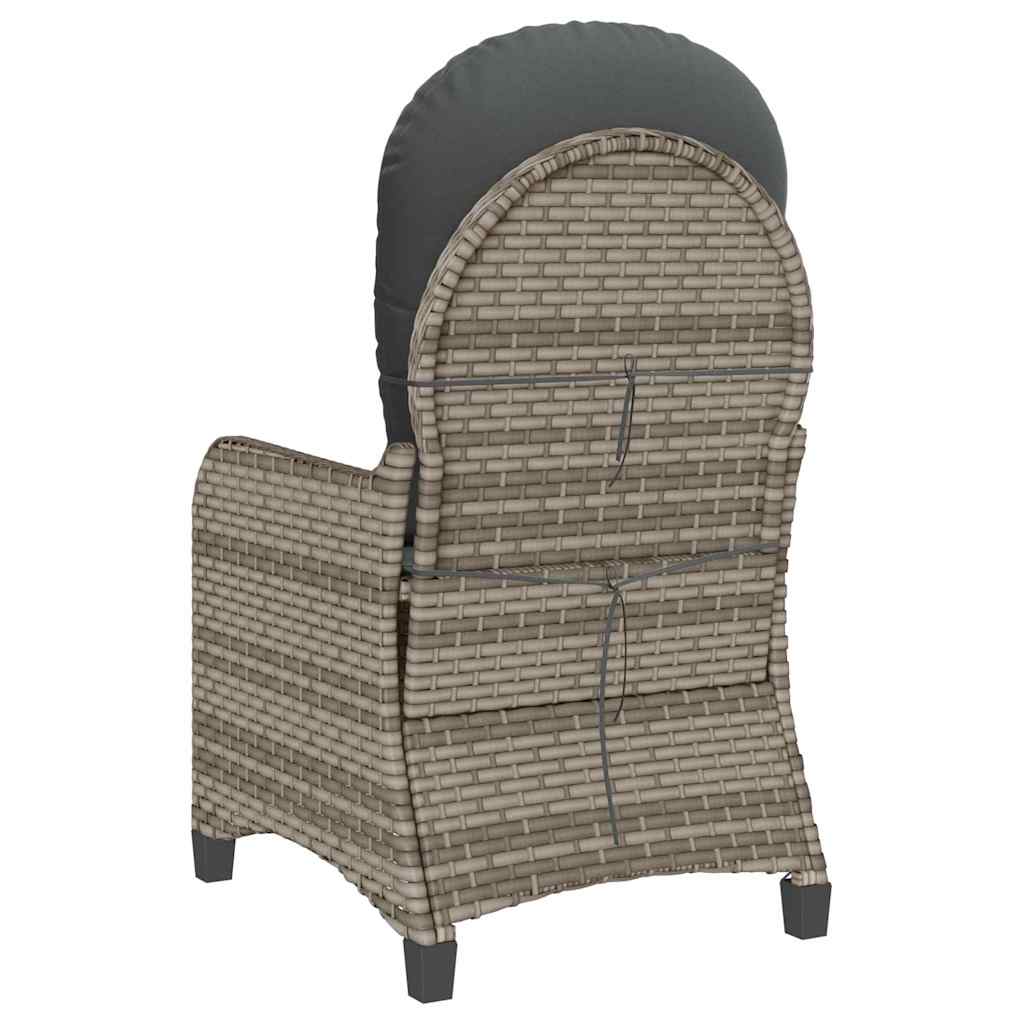Liegestuhl mit Kissen Grau 56 x 66 x 95 cm Poly-Rattan