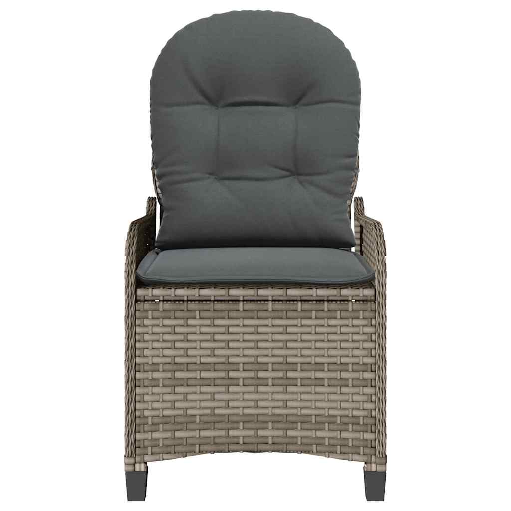 Liegestuhl mit Kissen Grau 56 x 66 x 95 cm Poly-Rattan