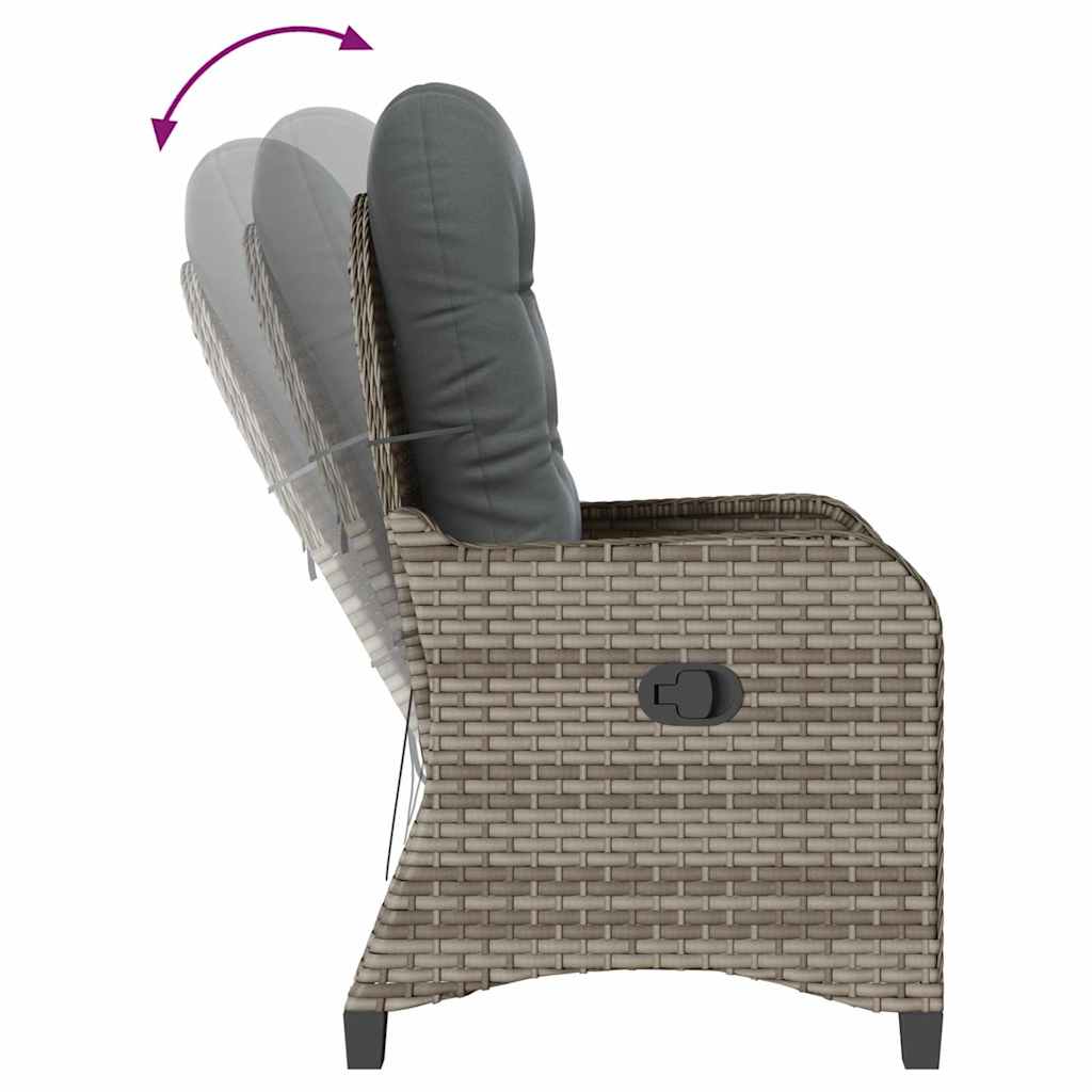 Liegestuhl mit Kissen Grau 56 x 66 x 95 cm Poly-Rattan