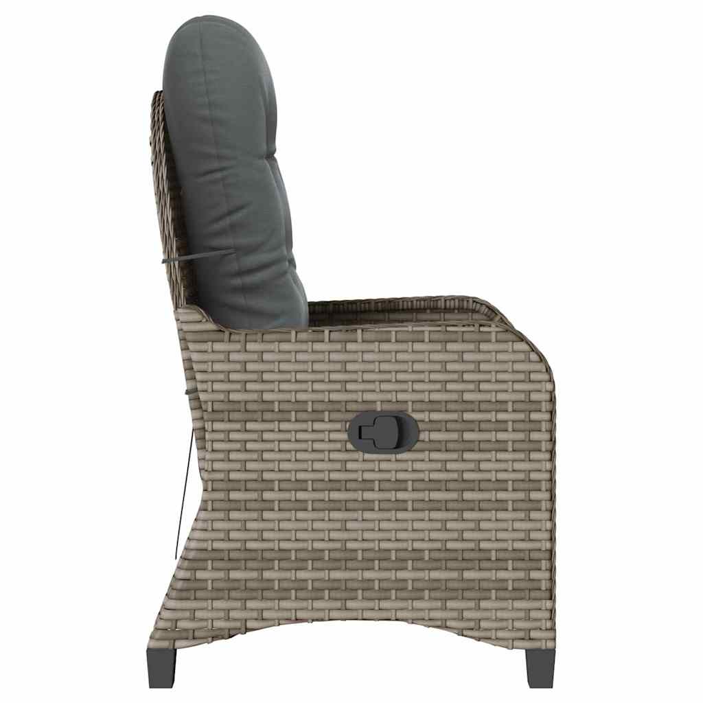 Liegestuhl mit Kissen Grau 56 x 66 x 95 cm Poly-Rattan