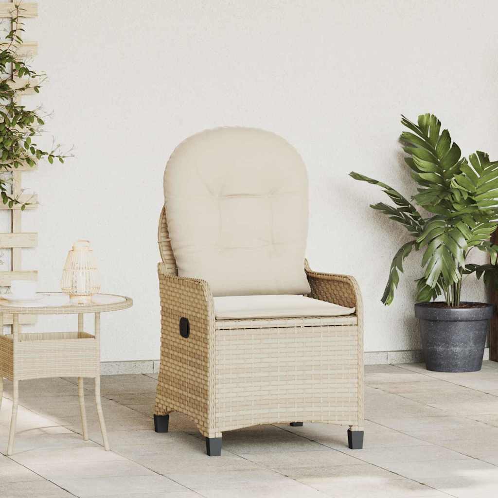 Liegestuhl mit Kissen Beige 56 x 66 x 95 cm Poly-Rattan