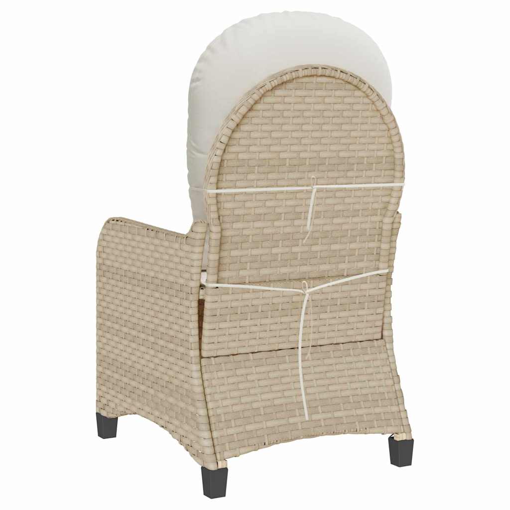 Liegestuhl mit Kissen Beige 56 x 66 x 95 cm Poly-Rattan