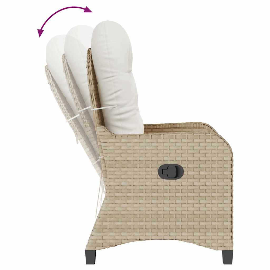 Liegestuhl mit Kissen Beige 56 x 66 x 95 cm Poly-Rattan