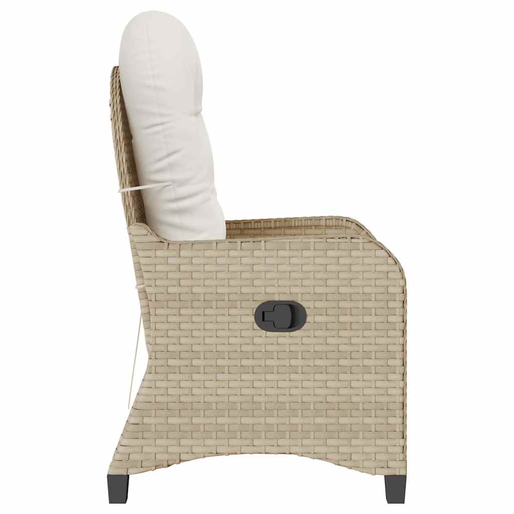 Liegestuhl mit Kissen Beige 56 x 66 x 95 cm Poly-Rattan