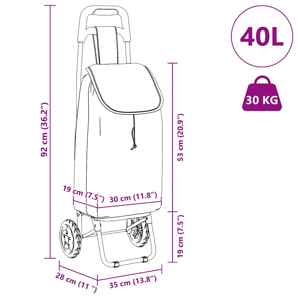 Einkaufswagen Rot 35 x 28 x 92 cm Oxford-stoff