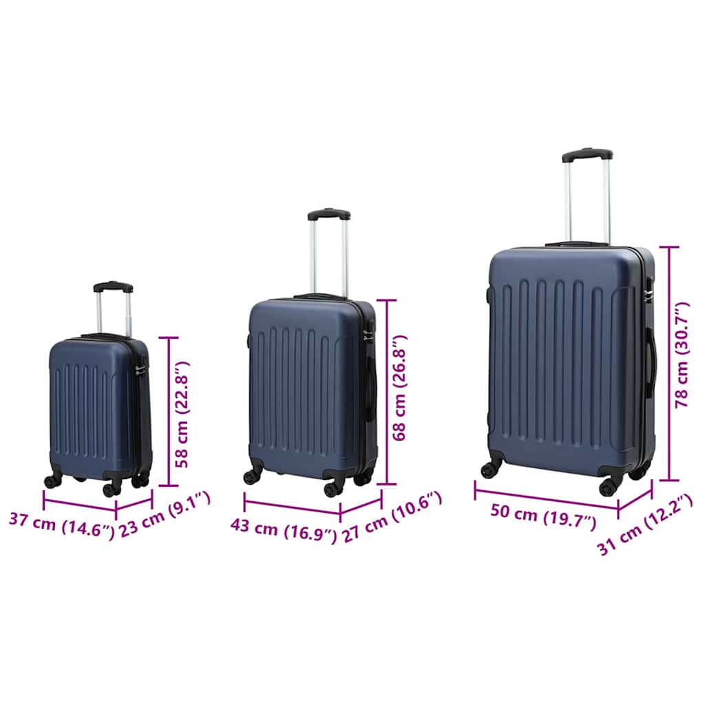 Koffer 3 stk. Dunkelblau 50 x 31 x 78 cm ABS Kunststoff