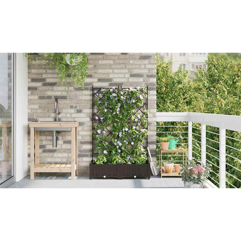 Garten-Pflanzgefäß 2 Stk. Braun 80 x 40 x 125,5 cm PP