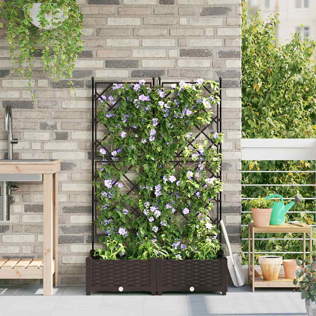 Garten-Pflanzgefäß 2 Stk. Braun 80 x 40 x 125,5 cm PP