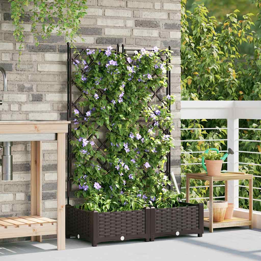 Garten-Pflanzgefäß 2 Stk. Braun 80 x 40 x 125,5 cm PP