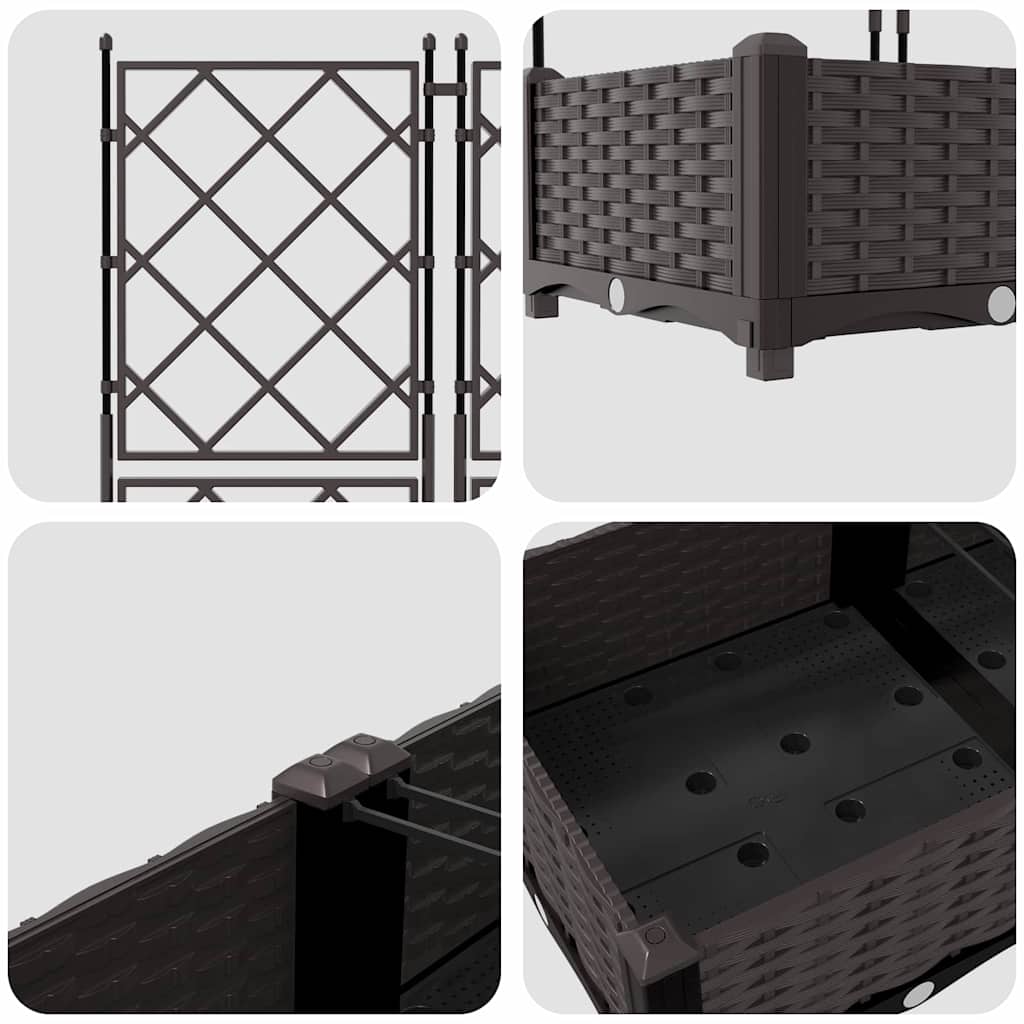 Garten-Pflanzgefäß 3 Stk. Braun 120 x 40 x 125,5 cm PP