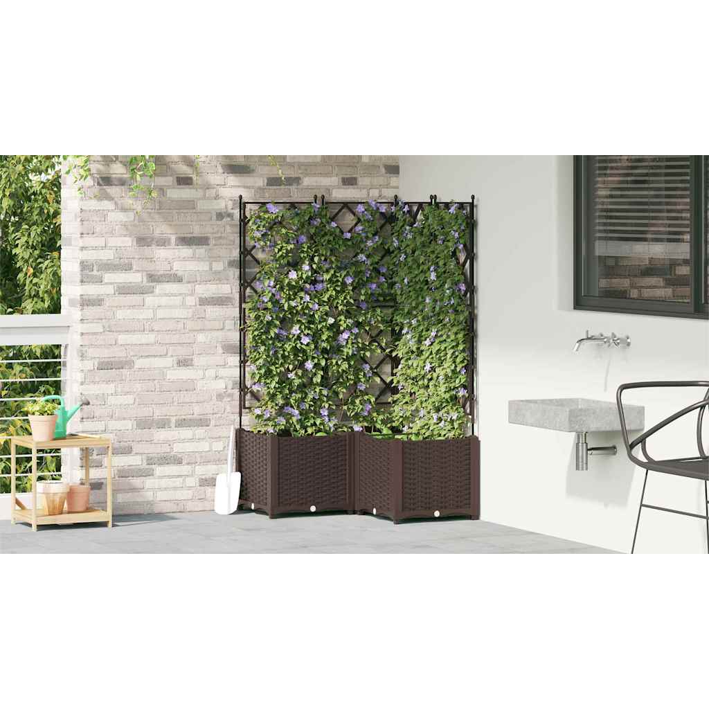 Garten-Pflanzgefäß 3 Stk. Braun 80 x 80 x 143 cm PP