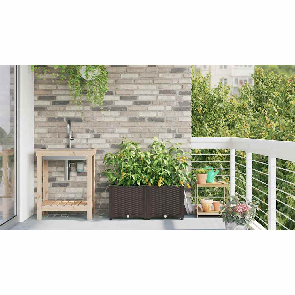 Garten-Pflanzgefäß 2 Stk. Braun 80 x 40 x 37,5 cm PP