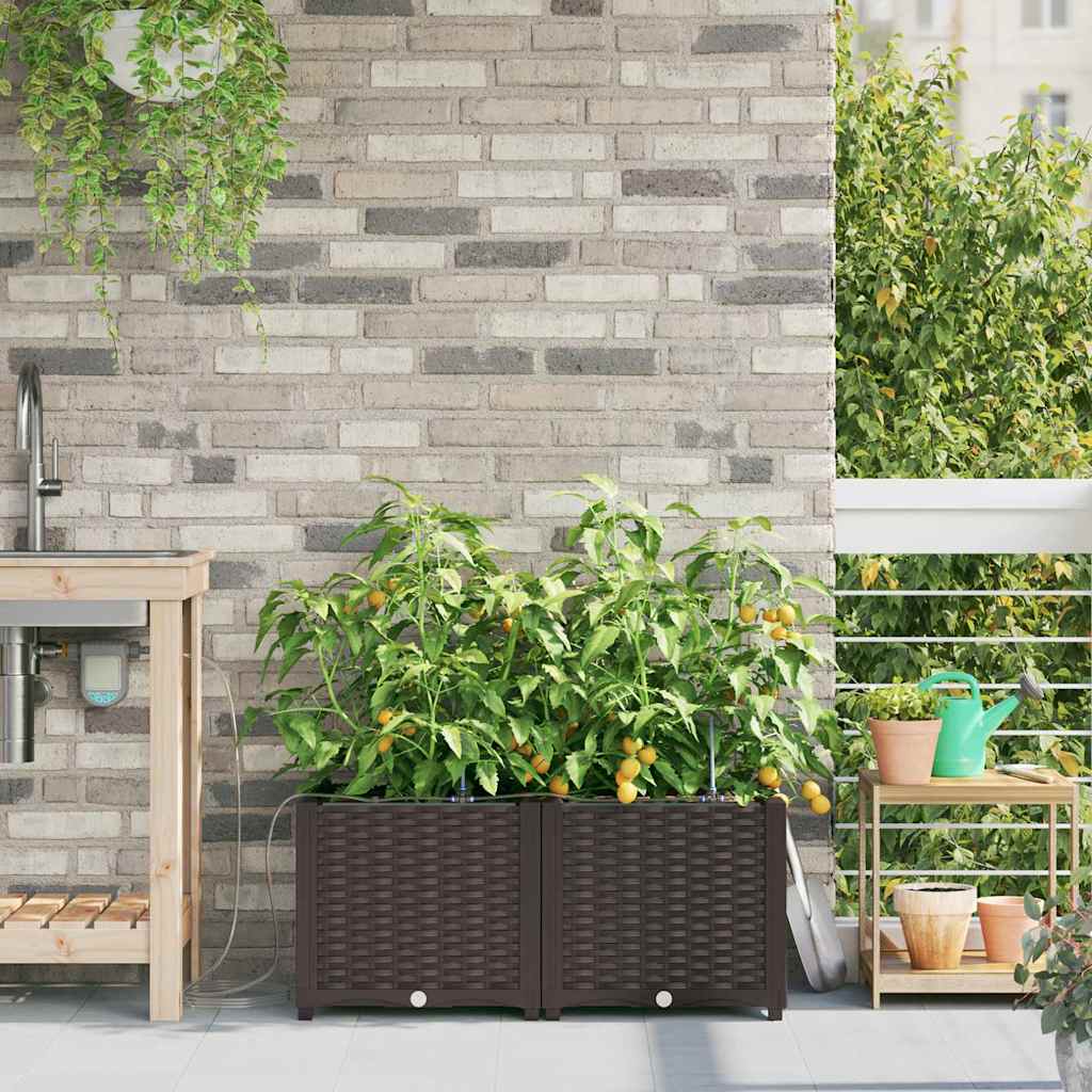 Garten-Pflanzgefäß 2 Stk. Braun 80 x 40 x 37,5 cm PP