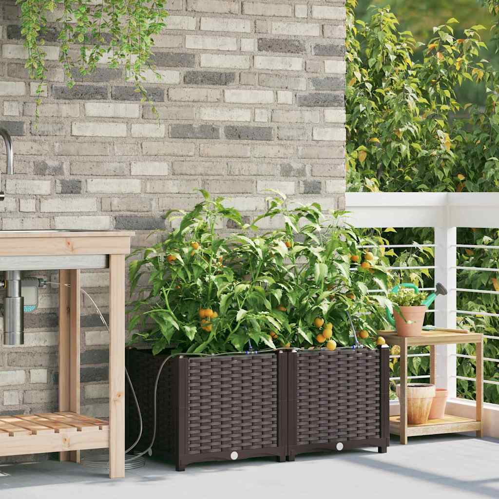 Garten-Pflanzgefäß 2 Stk. Braun 80 x 40 x 37,5 cm PP