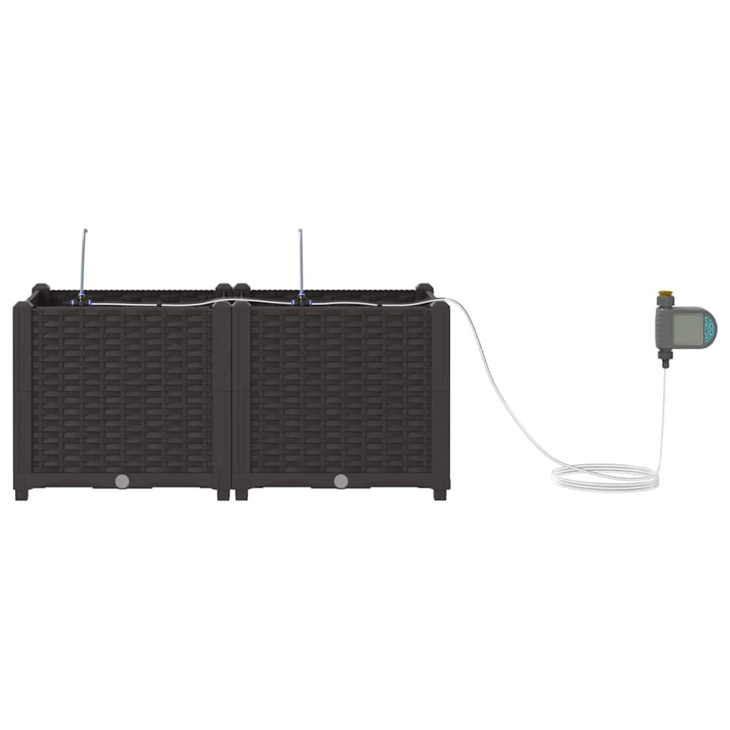 Garten-Pflanzgefäß 2 Stk. Braun 80 x 40 x 37,5 cm PP
