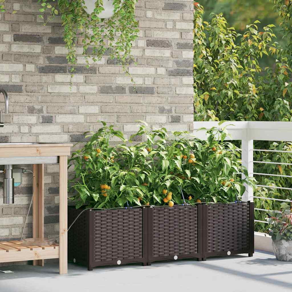 Garten-Pflanzgefäß 3 Stk. Braun 120 x 40 x 37,5 cm PP