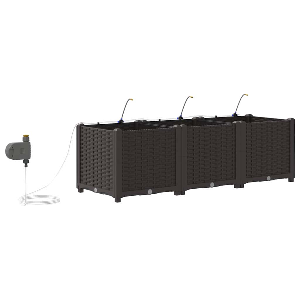 Garten-Pflanzgefäß 3 Stk. Braun 120 x 40 x 37,5 cm PP