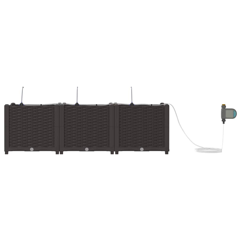 Garten-Pflanzgefäß 3 Stk. Braun 120 x 40 x 37,5 cm PP