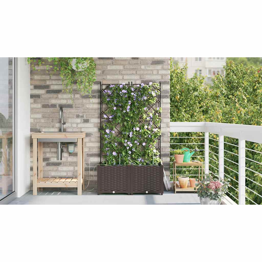 Garten-Pflanzgefäß 2 Stk. Braun 80 x 40 x 142 cm PP