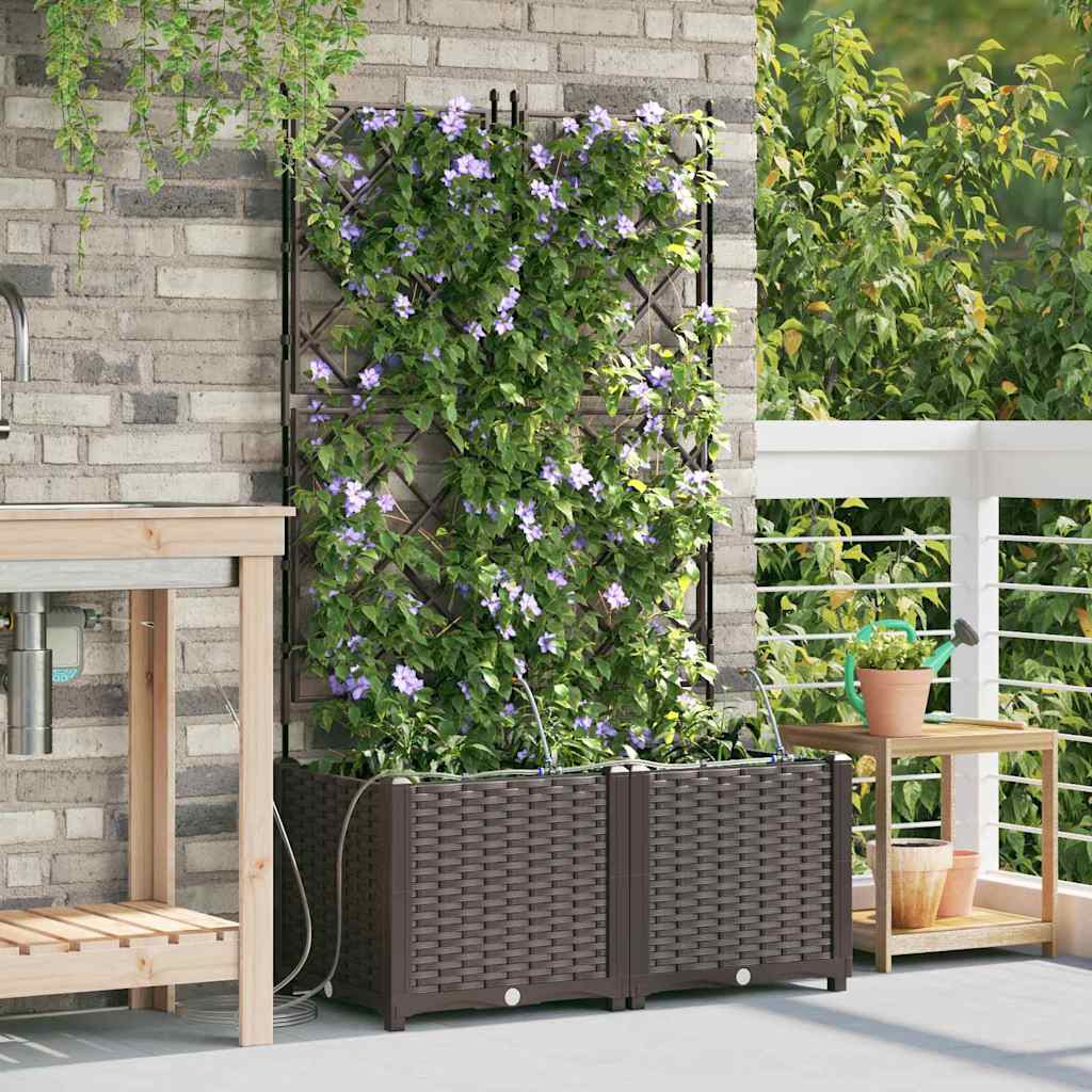 Garten-Pflanzgefäß 2 Stk. Braun 80 x 40 x 142 cm PP