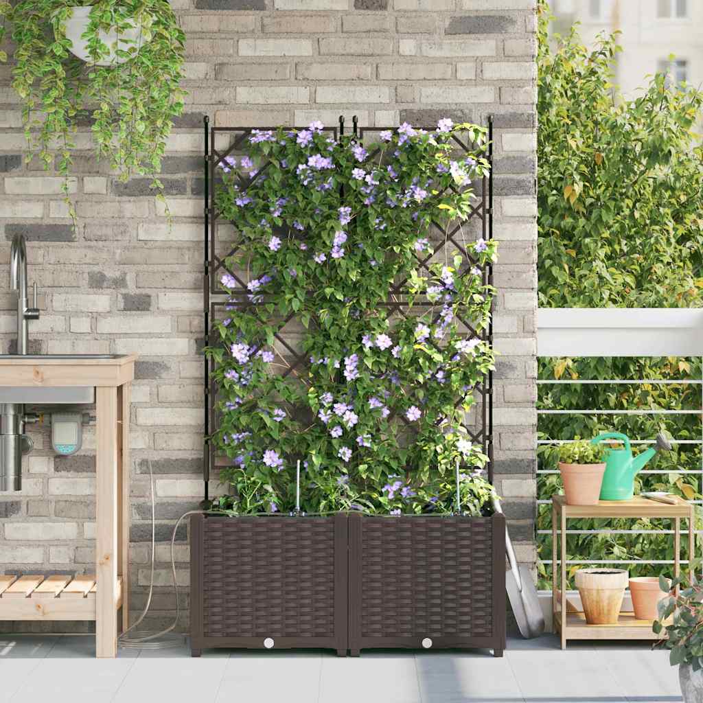 Garten-Pflanzgefäß 2 Stk. Braun 80 x 40 x 142 cm PP