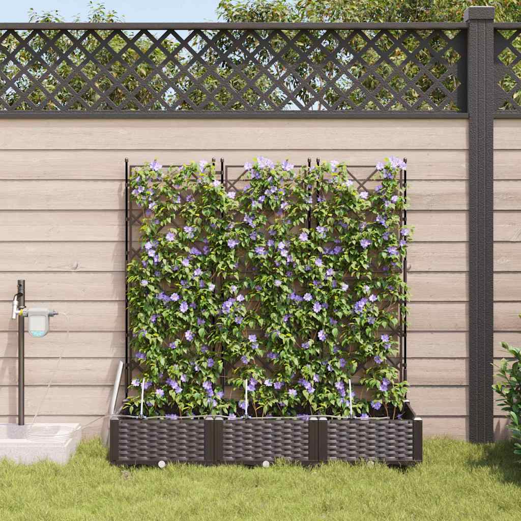 Garten-Pflanzgefäß 3 Stk. Braun 120 x 40 x 126 cm PP