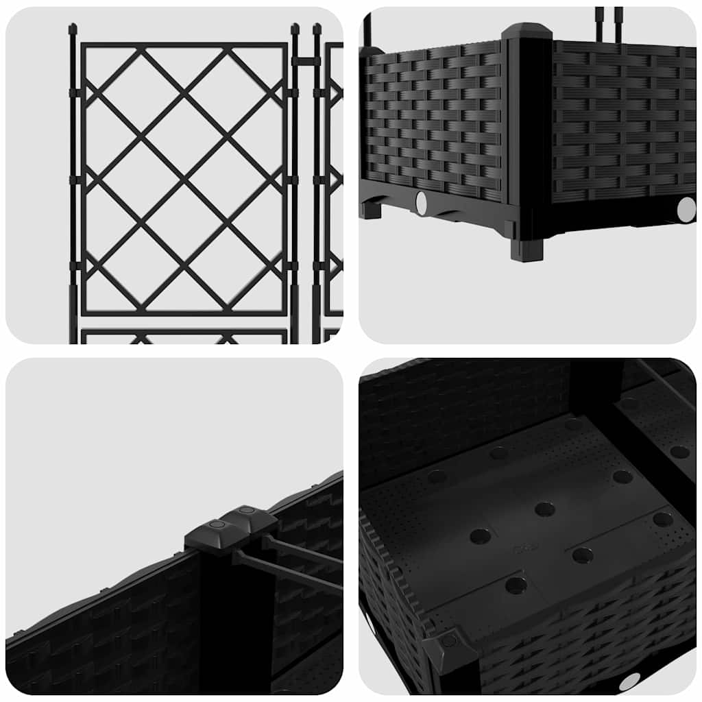 Garten-Pflanzgefäß 2 Stk. Schwarz 80 x 40 x 125,5 cm PP