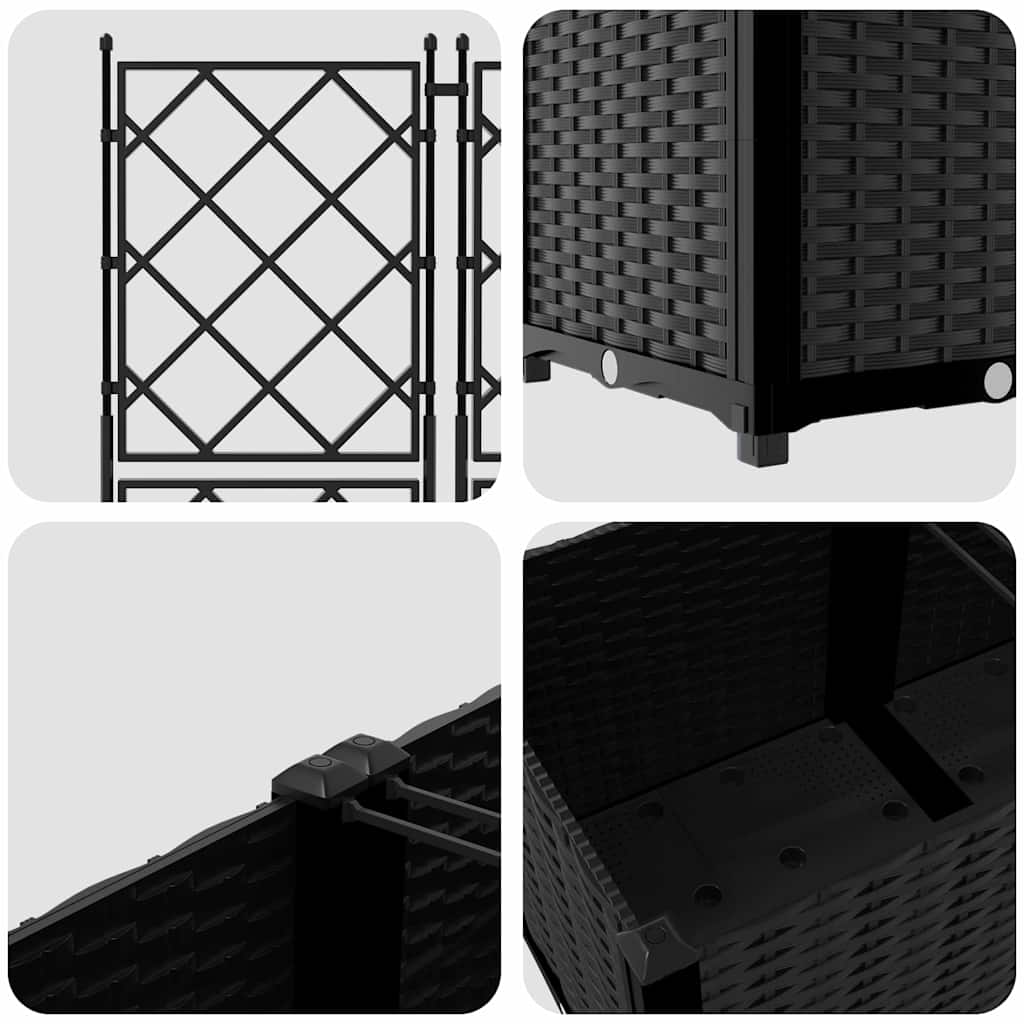 Garten-Pflanzgefäß 2 Stk. Schwarz 80 x 40 x 143 cm PP