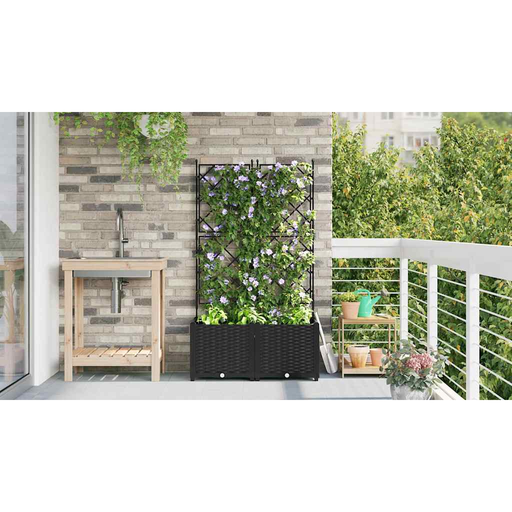 Garten-Pflanzgefäß 2 Stk. Schwarz 80 x 40 x 143 cm PP