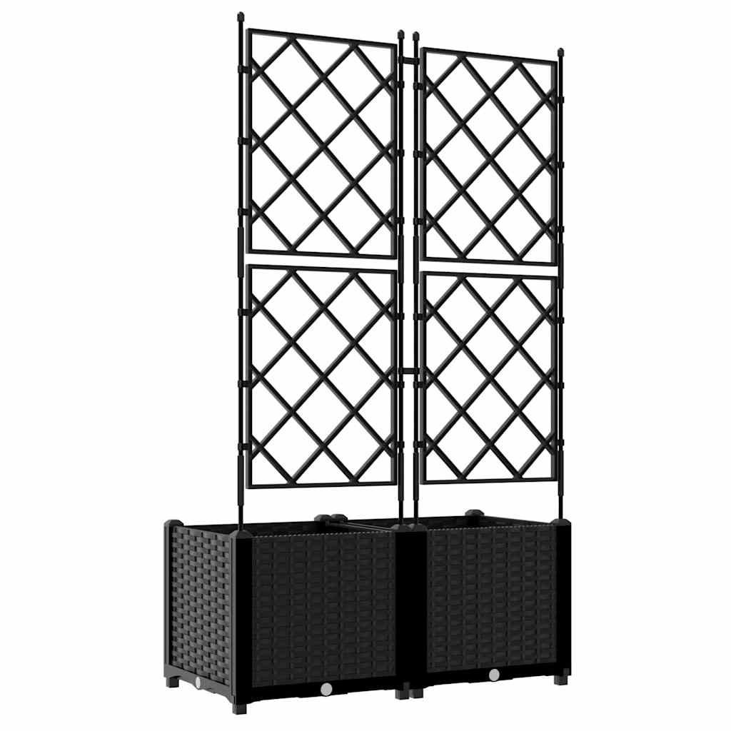 Garten-Pflanzgefäß 2 Stk. Schwarz 80 x 40 x 143 cm PP