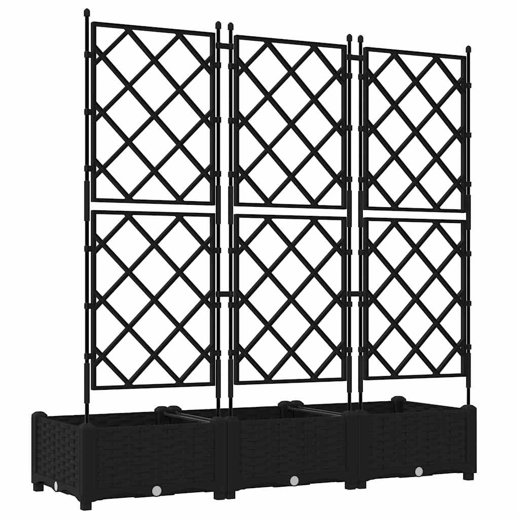 Garten-Pflanzgefäß 3 Stk. Schwarz 120 x 40 x 125,5 cm PP