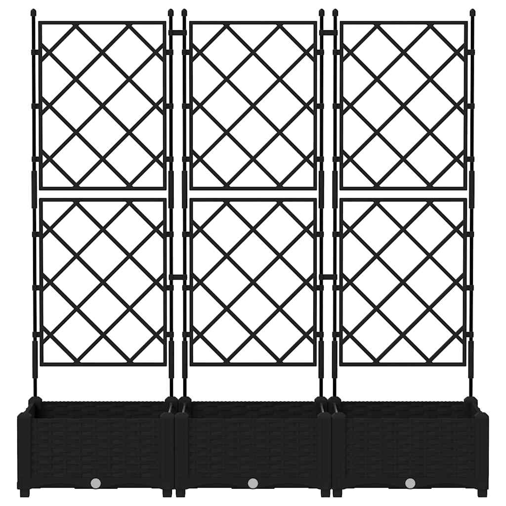 Garten-Pflanzgefäß 3 Stk. Schwarz 120 x 40 x 125,5 cm PP
