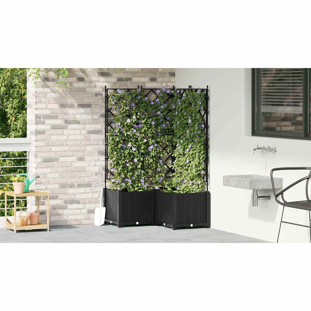 Garten-Pflanzgefäß 3 Stk. Schwarz 80 x 80 x 143 cm PP