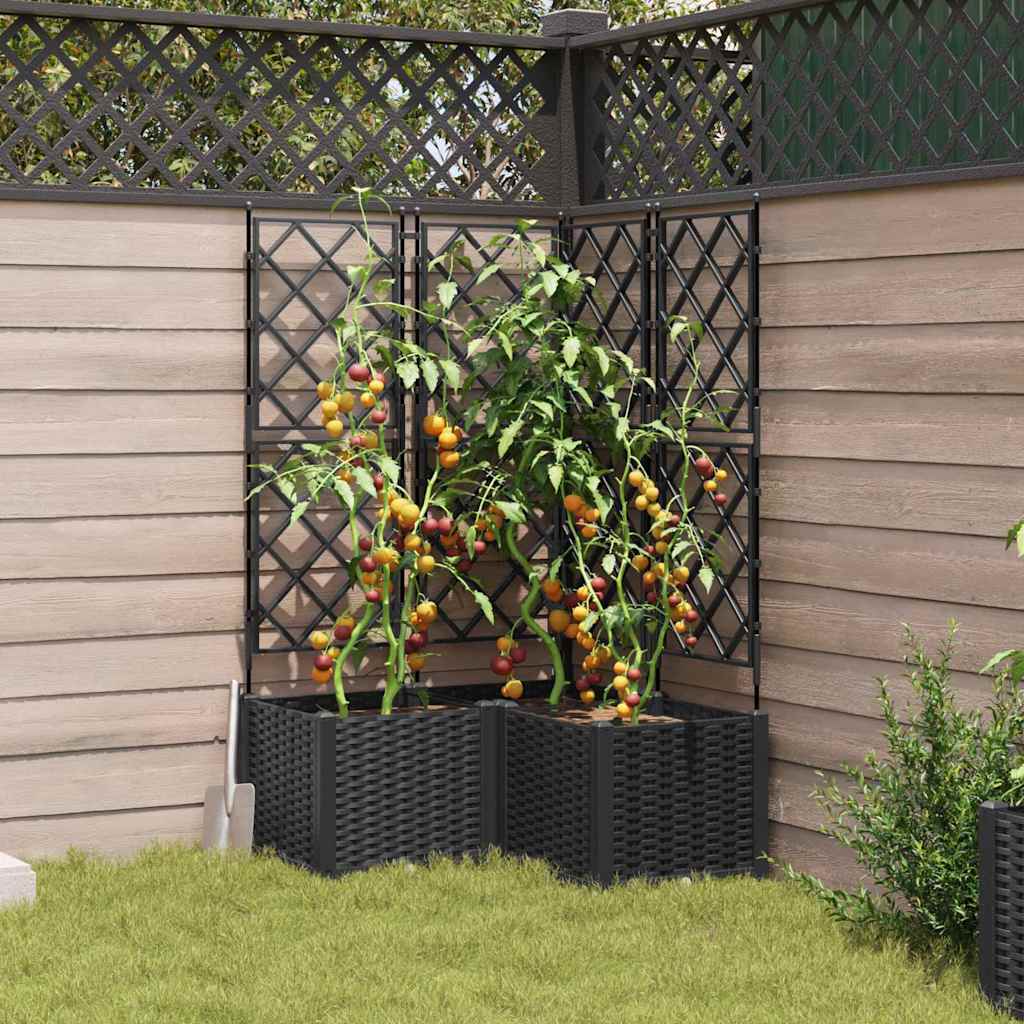 Garten-Pflanzgefäß 3 Stk. Schwarz 80 x 80 x 143 cm PP