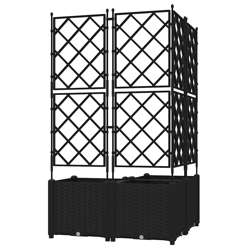Garten-Pflanzgefäß 3 Stk. Schwarz 80 x 80 x 143 cm PP