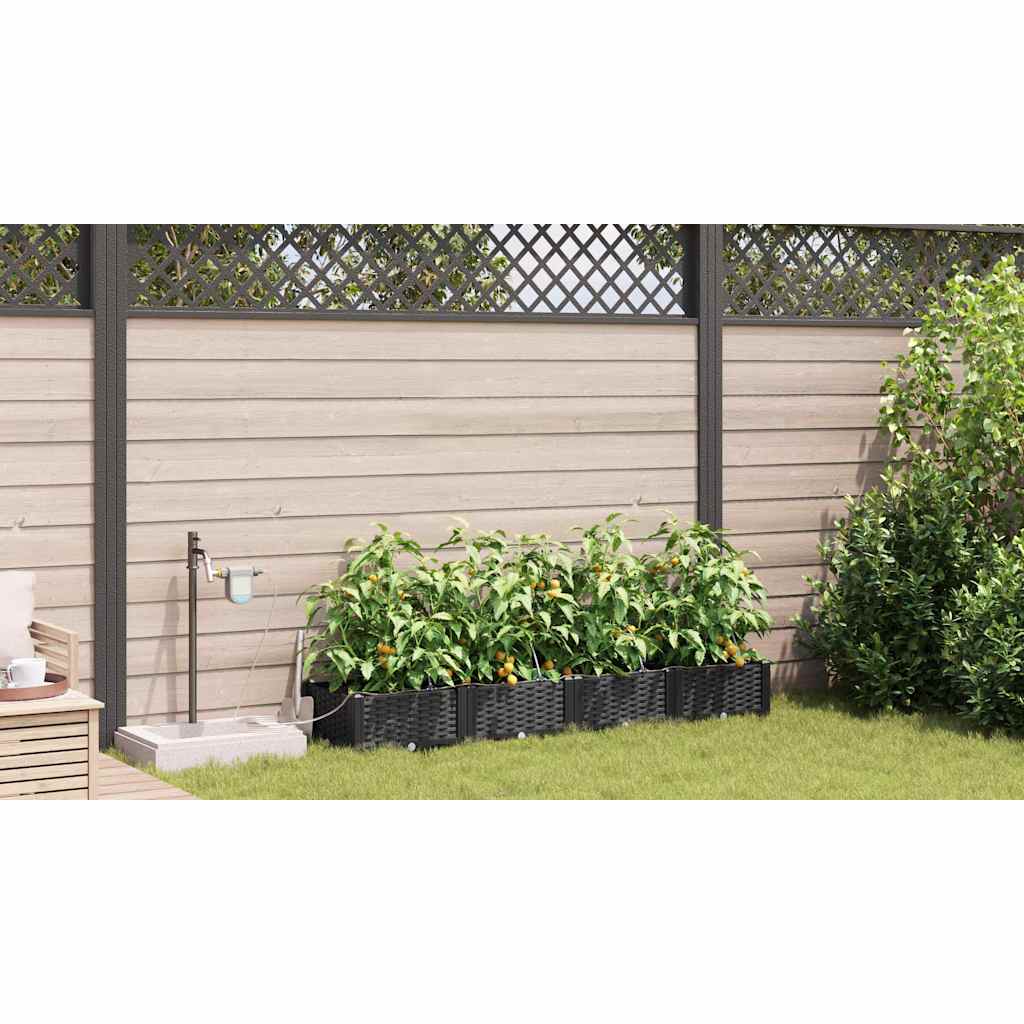 Garten-Pflanzgefäß 4 Stk. Schwarz 160 x 40 x 22 cm PP