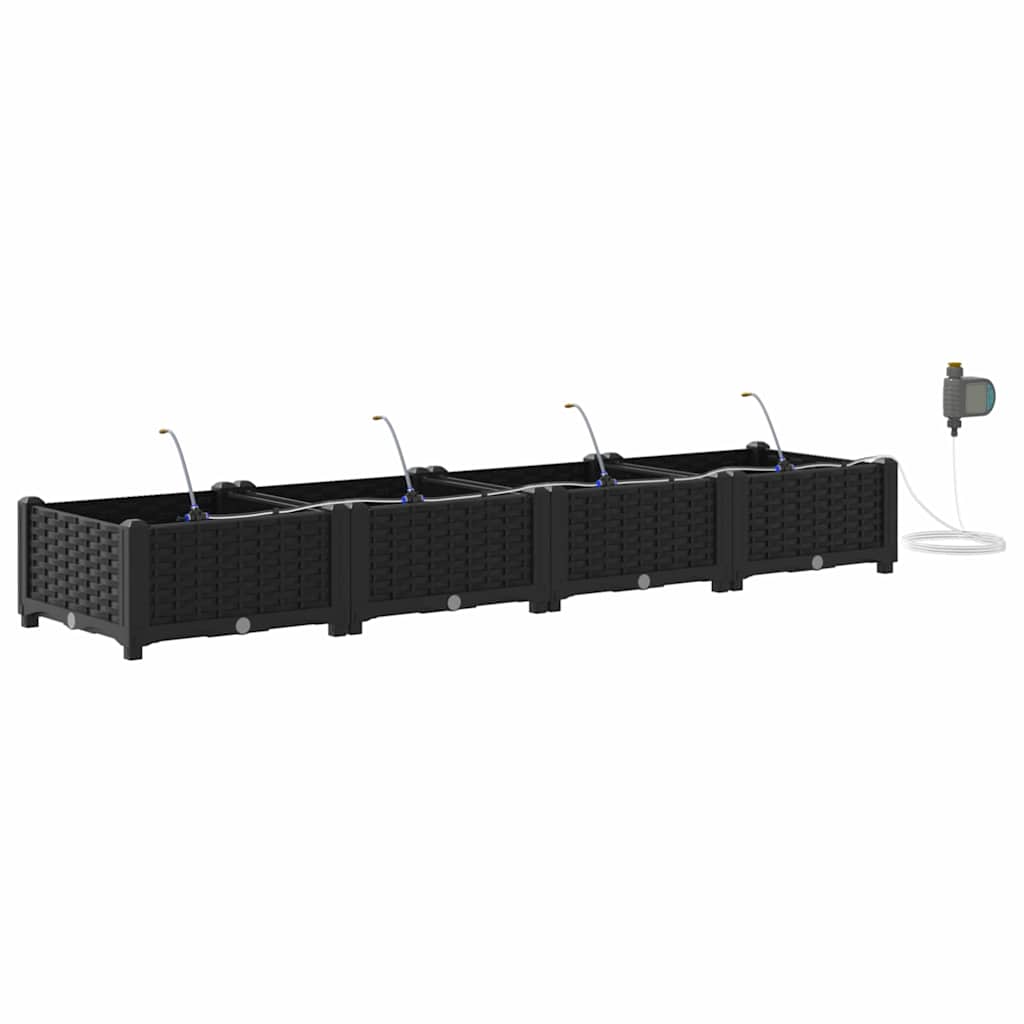 Garten-Pflanzgefäß 4 Stk. Schwarz 160 x 40 x 22 cm PP